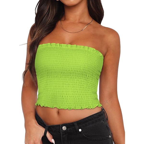 tope tube top キャミ Sexy Rhinestone Tube Crop Top for Women Adjustable Strapless